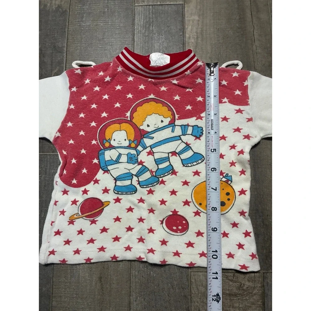 Vtg 1980s Twin Togs Kid Astronauts Space Graphic Raglan Shirt 18M / 2T